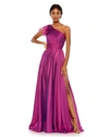 Mac Duggal Pleated One Shoulder Chiffon Gown In Raspberry