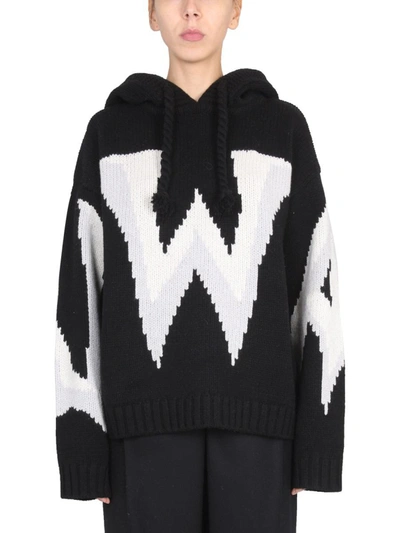 Jw Anderson Knit Sweatshirt With Logo In Nero