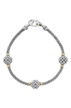 Lagos Sterling Silver Bracelet With Caviar Stations In Silver/ Gold