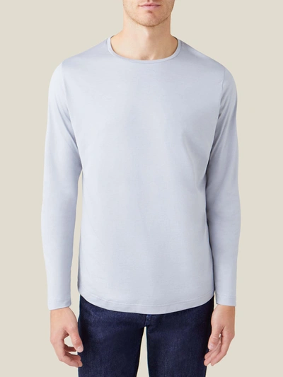 Luca Faloni Light Grey Long-sleeved Silk-cotton T-shirt