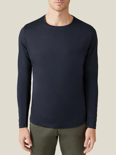 Luca Faloni Black Long-sleeved Silk-cotton T-shirt