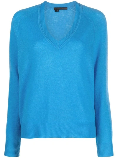 360 Cashmere Pre V-neck Cashmere Sweater In Blue
