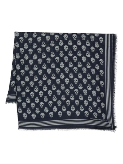 Alexander Mcqueen Biker Skull Modal Scarf In Black/white