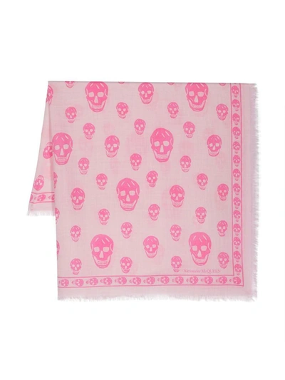 Alexander Mcqueen Biker Skull Wool Scarf In Multicoloured