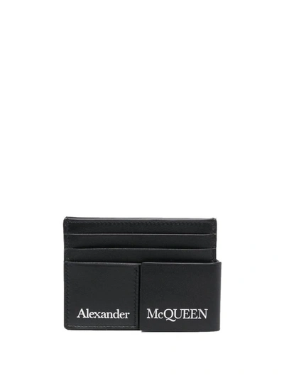 Alexander Mcqueen Logo Leather Credit Card Case In Black