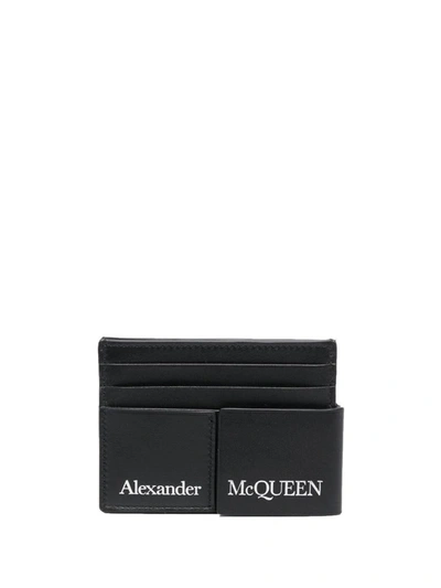 Alexander Mcqueen Logo Print Cardholder In Black