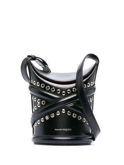 Alexander Mcqueen The Curve Leather Bucket Bag In Black