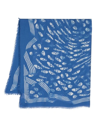 Alexander Mcqueen Vortex Print Biker Scarf In Blue