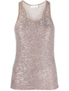 Fabiana Filippi Sequin-embellished Knitted Tank Top In Powder