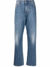 Stella Mccartney Frayed Straight-leg Denim Pants In Denim