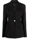 Attico Glen Single-breasted Virgin Wool Blazer In Black