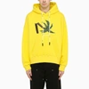 Palm Angels Broken Palm Embroidered Hooded Sweatshirt In Yellow