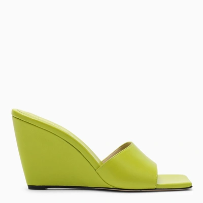 Wandler Gaia Lambskin Wedge Slide Sandals In Green