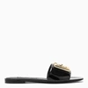 Dolce & Gabbana Logo-plaque Leather Slides In Black