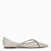Jimmy Choo Crystal Embellished Glitter Pointy-toe Ballet Flats In Metal