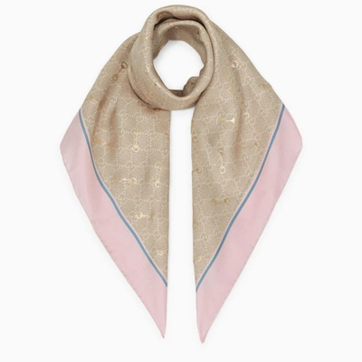 Gucci Begie/pink Gg Jacquard Scarf