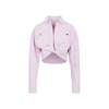 Off-white Co Twist Cropped Cargo Shirt In Pink &amp; Purple