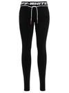 Off-white Black Leggings With Logo And Drawstring In Stretch Polyamide Woman In Black
