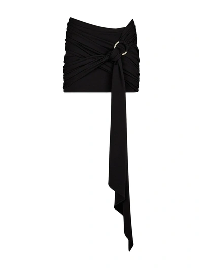 Attico Fran Technical Jersey Miniskirt In Black