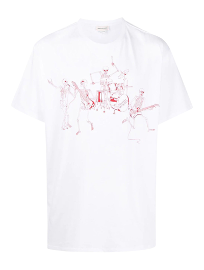 Alexander Mcqueen Skeleton Band-print Short-sleeved T-shirt In White