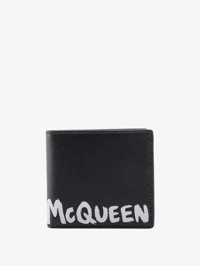 Alexander Mcqueen Graffiti Leather Wallet In Black