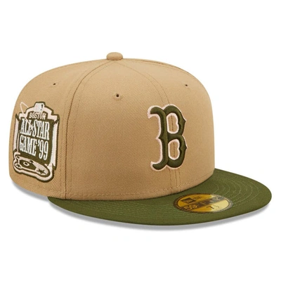 New Era Men's  Khaki, Olive Boston Red Sox Pink Undervisor 59fifty Fitted Hat In Khaki,olive