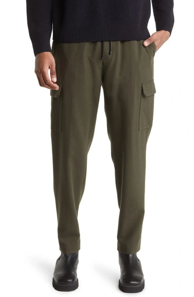 Frame Travel Wool Blend Flannel Cargo Pants In Army Green