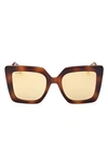 Max Mara Design 52mm Square Sunglasses In Dark Havana