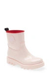 Moncler Ginette Logo Waterproof Rain Boot In Pink/ Red