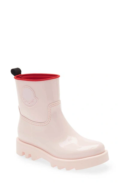 Moncler Ginette Logo Waterproof Rain Boot In Pink/ Red