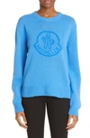 MONCLER EMBROIDERED LOGO VIRGIN WOOL & CASHMERE SWEATER