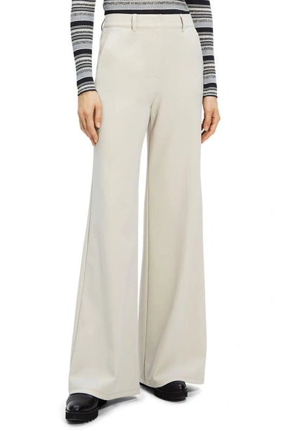 Theory Terena High Waisted Wide Leg Pants In Brown