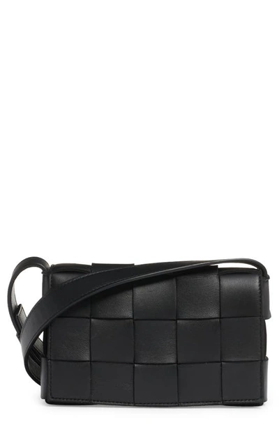 Bottega Veneta The Cassette Intrecciato Crossbody Bag In Black/silver