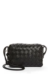 Bottega Veneta Loop Mini Intrecciato Crossbody Bag In 8425 Black-gold