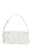 Bottega Veneta Brick Intrecciato Leather Shoulder Bag In 9009 White-gold
