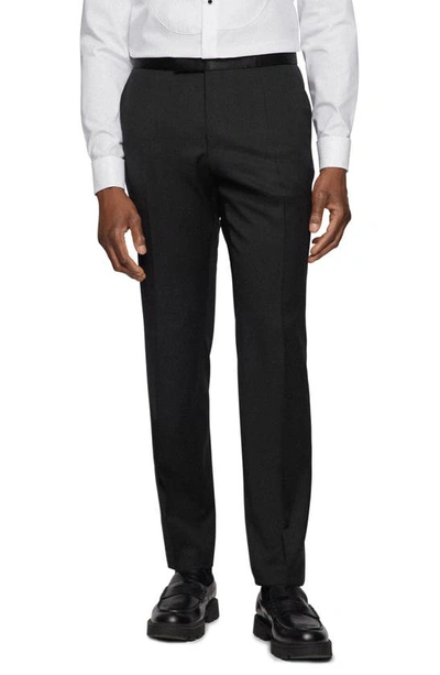 Hugo Boss Men's Tuxedo Trousers In Virgin Wool Serge In Black