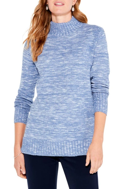 Nic + Zoe Petite Sun Turn Heathered Turtleneck Sweater In Blue