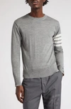 Thom Browne Intarsia Stripes Wool Knit Sweater In Grey