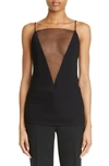 Stella Mccartney Illusion Neck Compact Crepe Camisole In Black