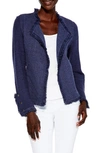 Nic + Zoe Fringe Mix Jacket In Navy