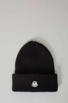 Moncler Genius Wool Ribbed Beanie Hat In Black