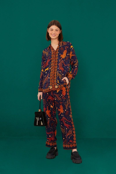 Farm Rio Navy Animal Sky Pants In Blue | ModeSens