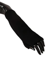 Dolce & Gabbana Black Knitted Fingerless Elbow Length Gloves In Black