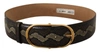 Dolce & Gabbana Brown Exotic Leather Gold Oval Buckle Belt In Brown