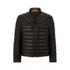 Hugo Boss Nappa Leather Jacket With Stand Collar In Brown