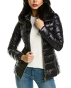 Herno Claudia Faux Fur Collar Down Coat In Black