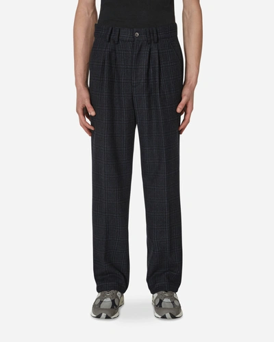 Paccbet Checked Pleated Trousers In Blue