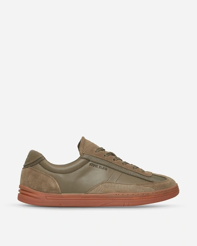 Stone Island Grey Panelled Low-top Sneakers In Brown