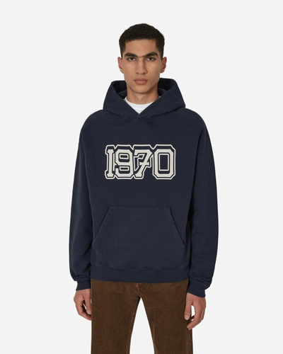 Kenzo Reversible Embroidered Map Cotton Hoodie In Dark Blue