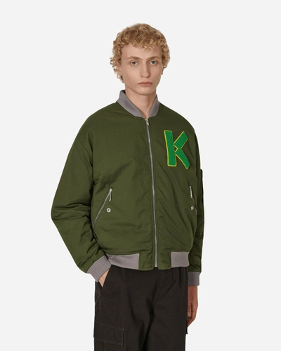 Kenzo Varsity Bomber Jacket In Dark Khaki